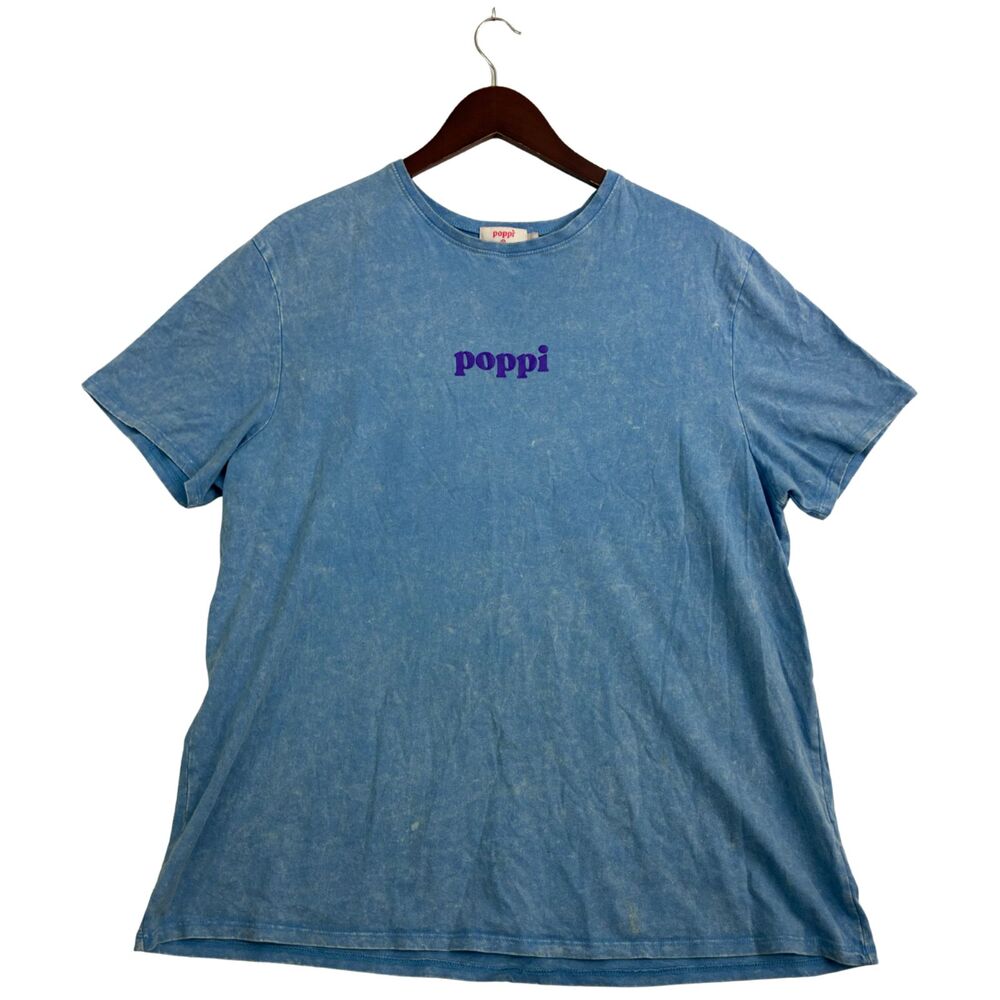 Poppi Taste The Future T Shirt Womens Large Blue Acid Wash Target Graphic Tee